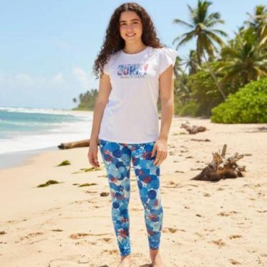 Imagem de Conjunto Juvenil Feminino Blusa Estampada + Calça Legging Floral Carinhoso-Feminino