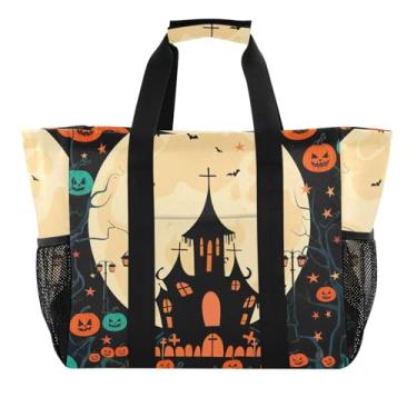 Imagem de ODAWA Bolsa de mão durável e portátil para natação, bolsa lavável com bolsos, Lua de Halloween, One Size