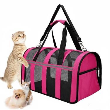 Imagem de Bolsa Transporte Gato Cachorro Pet Caes Animais Estimaçao Faixa Refletiva Passeio Viagem Carro Aviao Onibus Caminhad