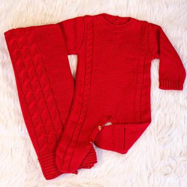 Imagem de Kit 2 Pçs Saída Maternidade Macacão M/L e Manta Urso Tricot Unissex - 