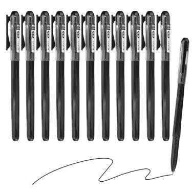 Imagem de PATIKIL Caneta de gel de ponta média 0,5 mm, 12 peças de caneta esferográfica de tinta gel preta lisa para escritórios em casa, anotações, diário, negócios, estilo 9