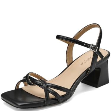 Imagem de TEAIEUI Sandálias femininas, sandálias femininas de salto alto com fivela quadrada, bonitas e confortáveis, Preto, 37