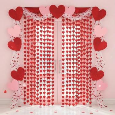 Imagem de Hahafelt 27 peças com tema de dia dos namorados decoração de amor em forma de coração vermelho tinsel folha franja amor recortes de cartolina coração serpentinas malha para aniversário de casamento