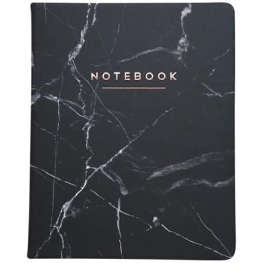 Imagem de WORLD TRAVELER Caderno Eccolo grande forrado com capa dura, diário de escrita, 256 páginas brancas pautadas, marcador de página de fita, plano, tamanho de mesa para trabalho ou escola, mármore preto