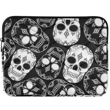 Imagem de Capa protetora engraçada caveira preta branca para notebook universal 13-14 polegadas capa para laptop para MacBook Air Sleeve 13 polegadas