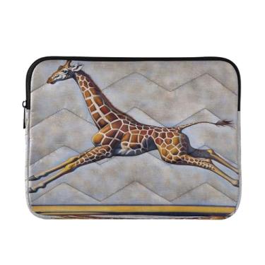Imagem de Pasta para laptop Dynamic Giraffe bege, capa protetora de 40 cm à prova de choque para transporte, bolsa para computador de 15,6 polegadas