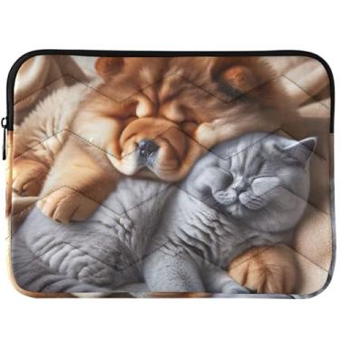 Imagem de Capa para notebook personalizada Chow Chow Dog fofo gato capa para laptop MacBook Pro capa protetora para laptop de 13 a 14 polegadas universal