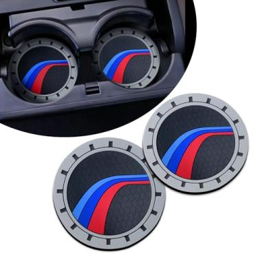 Imagem de Erivis 2 peças de porta-copos de carro para BMW X3 X5 X1 X4 X7 X6 1 5 6 3 8 4 Series Z4 XM IX Acessórios interiores, porta-copos de silicone antiderrapante com logotipo esportivo M 3 cores, 7 cm