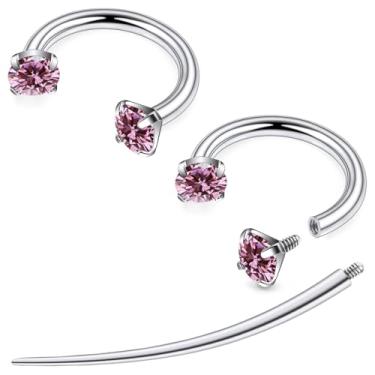 Imagem de Tkzndnm F136 titânio 20/18/16/14g 8/10/12 mm 10 cores CZ ferradura nariz orelha septo piercing joias cartilagem tragus helix daith brincos para mulheres homens, 18g*1/2in-12mm, Metal, Zircônia cúbica