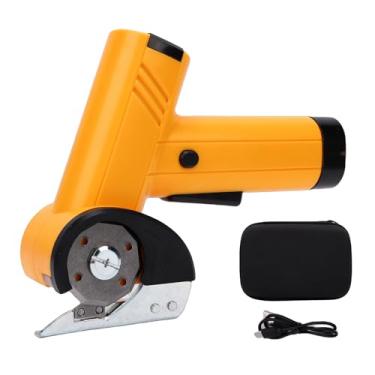 Imagem de Zhjvihx Tesoura Elétrica Sem Fio, Cortador de Tecido Recarregável Ajustável de 4 Velocidades Com Trava de Segurança Bolsa de Armazenamento de Luz LED, para Artesanato DIY, Corte de (Amarela)