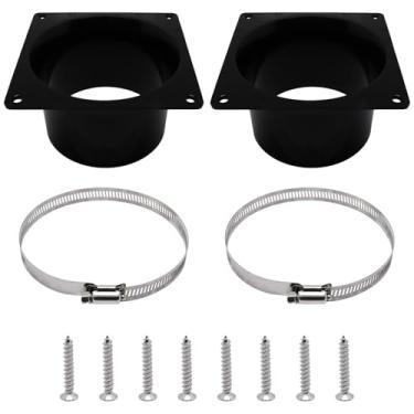 Imagem de BENLIUDH Flange de conector de duto de 10 cm, acessórios de poeira para duto de plástico, flange de conector de ventilação de secador, quadrado a redondo, placa de parede de ventilação para