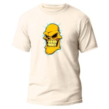 Imagem de Camiseta Algodão Premium Estampa Digital Caveira Amarelo DTF - Pavesi,