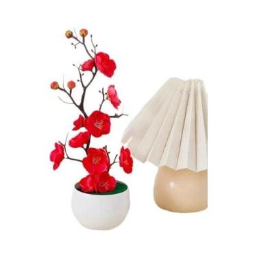 Imagem de Bonsai De Flor De Ameixa De Seda Artificial Em Vaso, Ramo De Simulação