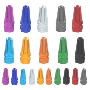 Imagem de Murtenze 20 peças de tampas de haste de válvula Presta, tampas de válvula de ciclismo de alumínio de 10 cores, tampas de bicicleta de pneu de ar para pneus de bicicleta