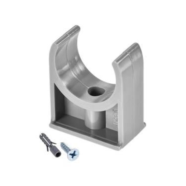 Imagem de Boxonly Grampos para tubos de PVC de 32 mm para bandejas de TV OD de 32 mm/1,26 pol. Suporte de cabide de mangueira para tubos Pex W parafusos de montagem cinza 20 peças