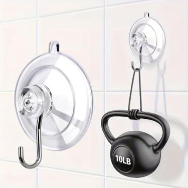 Imagem de Pacote com 12 ganchos de ventosa com ganchos de aço inoxidável, 4,77 polegadas, comporta até 4,5 kg, suportes removíveis reutilizáveis sem vestígios para banheiro, cozinha, vidro, azulejo, chuveiro