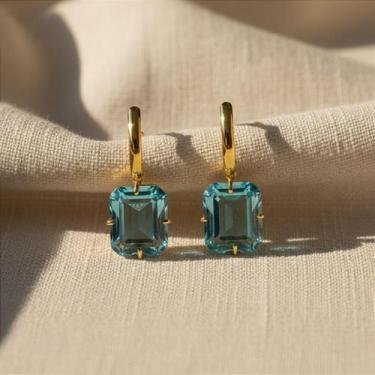 Imagem de Brinco Espelho do Céu em Ouro 18k com Topázio Sky Natural - no-brand