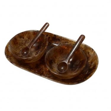 Imagem de Scissors Art Conjunto de servir resina – Tigre | Tigre | Tigelas e bandejas de resina brilhante premium com colheres | Conjunto de lanches e sobremesas seguro para alimentos, durável e elegante