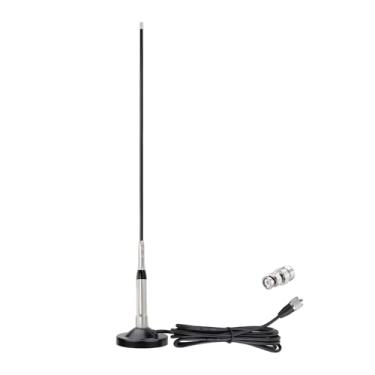 Imagem de Bingfu Antena Firberglass PL259 de alto ganho de rádio amador móvel com cabo coaxial RG58 de 5 m - rádio amador de carro caminhão rádio bidirecional banda dupla VHF UHF 136-174 MHz 400-470MHz antenas