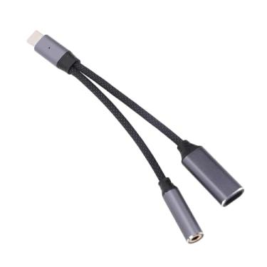 Imagem de Generic Adaptador de Cabo de Fone de Ouvido USB C para 3,5 Mm, Adaptador USB C Macho para Fêmea Fácil de Usar Qualidade de Som Nítida 480Mbps Suporte 100W PD 2 Em 1 para Estudo, Vida Profissional