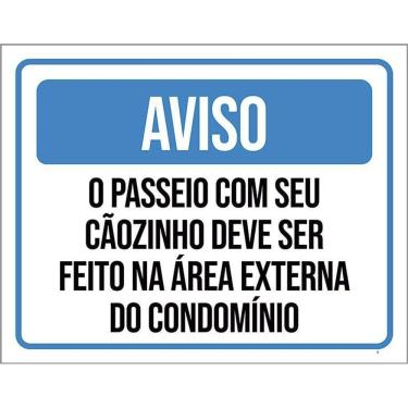 Imagem de Kit 3 Placas Aviso Passeio Cãozinho Área Externa Condomínio