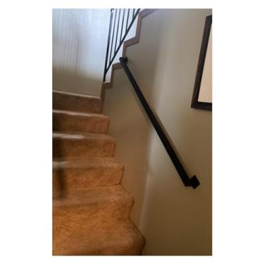 Imagem de DKXCOSQ Corrimão de escada de metal preto para idosos/crianças montado na parede trilho de mão resistente para escadas conjunto completo 7 m, 6 m, 5 m, 4 m, 3,6 m, 3 m, 2,4 m, 1,8 m, 1,5 m