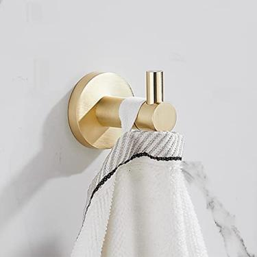 Imagem de Kit de acessórios de banho copo de enxaguante bucal dourado escovado, saboneteira, anel de toalha, gancho de casaco 1, suporte de toalha de papel, escova de vaso sanitário, kit de acessórios de