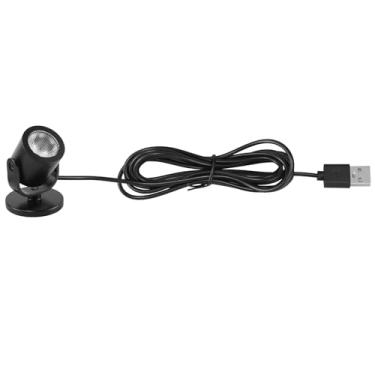 Imagem de Refletor de LED para ambientes internos 2W alimentado por USB 360 graus com rotação de 360 graus mini luz de destaque para fotos, pinturas, plantas, prateleiras, gabinete, vitrine, 1 pacote com luz do