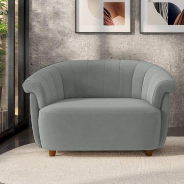 Imagem de Sofá Namoradeira Decorativa Latvia 150cm Pés de Madeira Veludo Cinza G