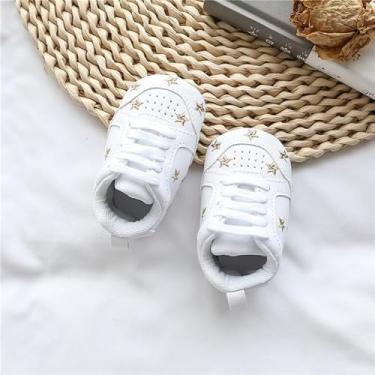 Imagem de Tênis de bebê 0-1 ano sola macia Prewalker sapato de caminhada infantil antiderrapante (estrelas douradas), Multi, 18