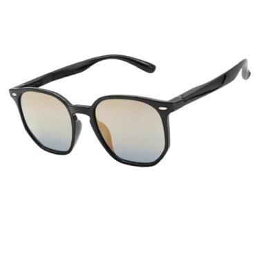 Imagem de Óculos de Sol Hexagonal Acetato Italiano Flexivel Premium Retro Lentes UV400 Feminino Masculino - Cacife Brand (Dourado Espelhado)