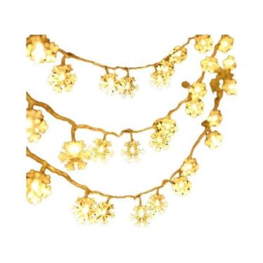 Imagem de Luzes De Natal LED Em Forma De Floco De Neve Com Bateria Para Decoraçã