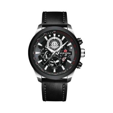 Imagem de Relógio Masculino De Couro Dourado 45mm VA VA VOOM Moda Industrial Com