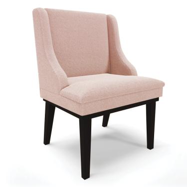 Imagem de Cadeira Sala de Jantar Base Madeira Preto Liz Bouclê Rosê D03 - D'Rossi