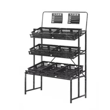 Imagem de Rack de armazenamento de frutas e vegetais - Unidade de prateleiras para supermercados e lojas de varejo com caixa de armazenamento removível para lanches, bebidas, latas e brinquedos