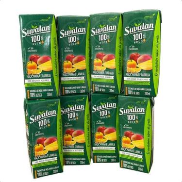 Imagem de Suco maca laranja manga suvalan 100% 200 ml kit 8 uni