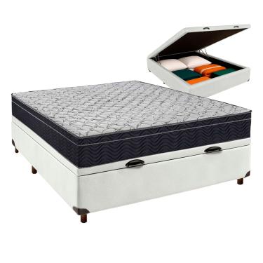 Imagem de Cama Box Bau Branco + Colchão Casal Airtech 150 Ortobom