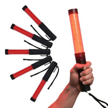 Imagem de Bastao Sinalizador Kit 5 Uni Baliza Apito Lanterna Evento Transito Estacionamento Guarda Manobrista Obra Recarregavel