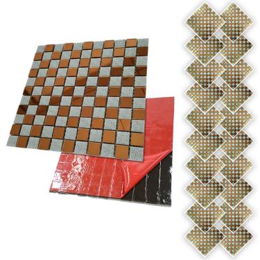 Imagem de Pastilha De Vidro Autocolante Kit 20 Uni Parede Cozinha Box Banheiro Sala Decorativa Facil Aplicacao Requintado Moderna