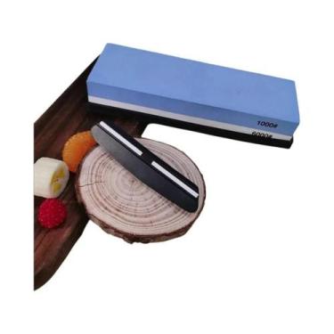 Imagem de Kit Profissional De Pedras De Afiar Facas Com Base De Bambu Antiderrap