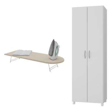Imagem de Conjunto Armário Multiuso Lavanderia Com Tábua De Passar 2 Portas Multimóveis Mx5064 Branco/bege