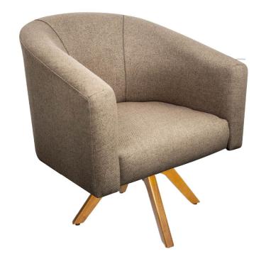 Imagem de Poltrona Luiza Linho Tabaco Base Madeira