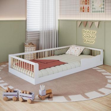 Imagem de Cama Solteiro Infantil em Mdp Montessoriana Branco/Natural