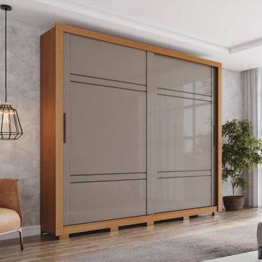 Imagem de Guarda-roupa Casal 2 Portas Deslizantes 4 Gavetas Sintra Cinamomo/Avelã