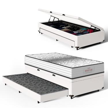 Imagem de Cama Box Baú com Colchão de Molas Ensacadas Double Face Essence Probel + Auxiliar Solteiro 88cm