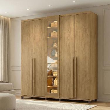 Imagem de Guarda Roupa Austria Reflecta 5 Portas 3 Gavetas Cabideiro Nichos Prateleira Quarto Casal - Cinamomo