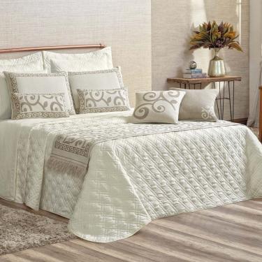 Imagem de Kit Cobre Leito Turin Casal King 14 Peças 180 Fios 100% Poliéster - Marfim