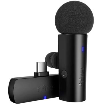 Imagem de Microfone Fifine M6 Sem Fio Lapela Para Celular Usb-c 2.4ghz C Preto