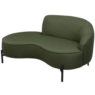 Imagem de Sofá Curvo 2 Lugares 150cm Braço Esq. Thommy Pés Preto Linho Verde - Nexta Casa
