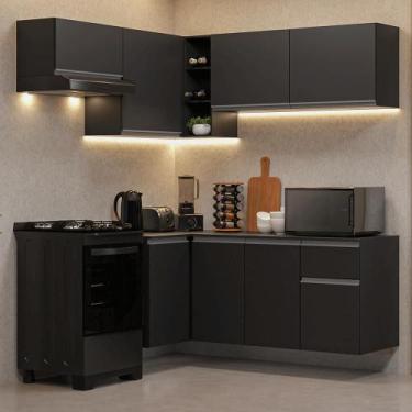 Imagem de Armário de Cozinha Completa de Canto Suspenso 325 cm Preto Nice Madesa